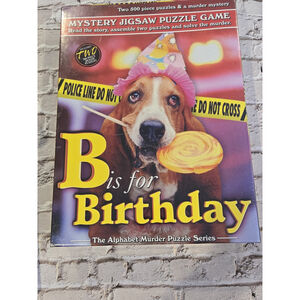 "B Is For Birthday" 2 - 500 Piece Puzzles / Alphabet Murder Mystery Game NEW